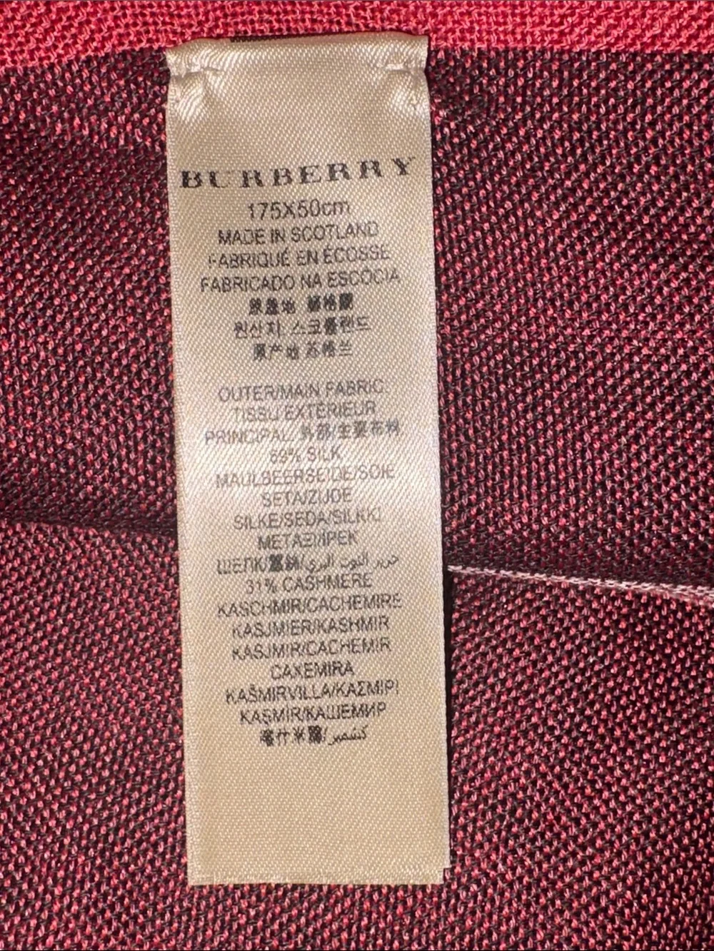 Burberry Scarf Cashmere/Silk Bright Rose